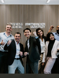 Group photo at RWTH Business School. Students and Team.