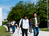 Students walking to their courses on campus melaten at RWTH University